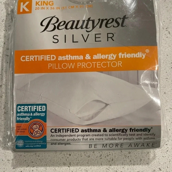 Beautyrest silver certified asthma & allergy friendly pillow protector size King - Picture 2 of 3